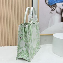 1:1 Replica Dior Book Tote Bag Small/Medium/Large with Shoulder Strap Multicolored Toile de Jouy Embroidery Green Knockoff
