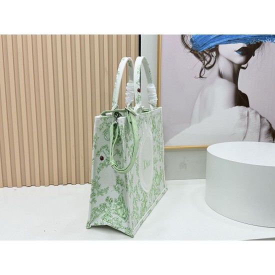 AAA Replica Dior Book Tote Bag Small/Medium/Large with Shoulder Strap Multicolored Toile de Jouy Embroidery Green 1:1 Replica Dior Book Tote Bag Small/Medium/Large with Shoulder Strap Multicolored Toile de Jouy Embroidery Green Knockoff