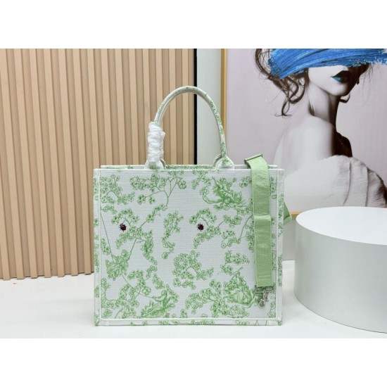 AAA Replica Dior Book Tote Bag Small/Medium/Large with Shoulder Strap Multicolored Toile de Jouy Embroidery Green 1:1 Replica Dior Book Tote Bag Small/Medium/Large with Shoulder Strap Multicolored Toile de Jouy Embroidery Green Knockoff