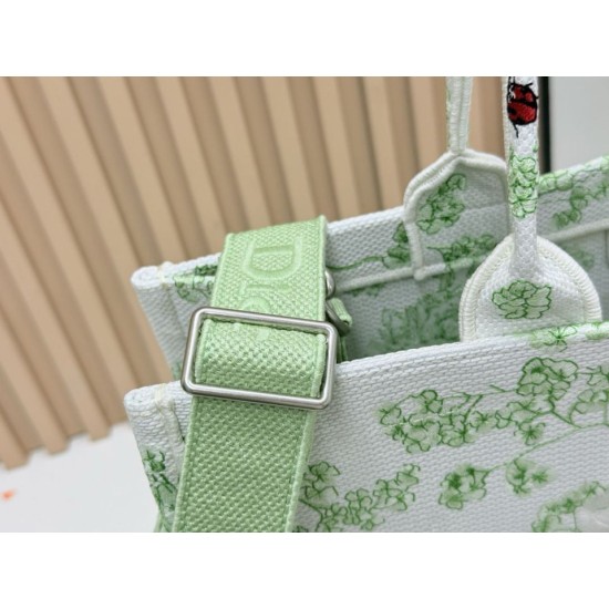 AAA Replica Dior Book Tote Bag Small/Medium/Large with Shoulder Strap Multicolored Toile de Jouy Embroidery Green 1:1 Replica Dior Book Tote Bag Small/Medium/Large with Shoulder Strap Multicolored Toile de Jouy Embroidery Green Knockoff