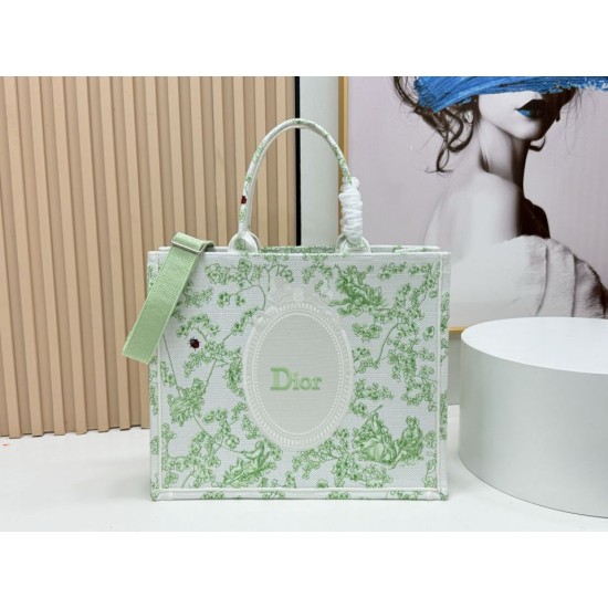 AAA Replica Dior Book Tote Bag Small/Medium/Large with Shoulder Strap Multicolored Toile de Jouy Embroidery Green 1:1 Replica Dior Book Tote Bag Small/Medium/Large with Shoulder Strap Multicolored Toile de Jouy Embroidery Green Knockoff