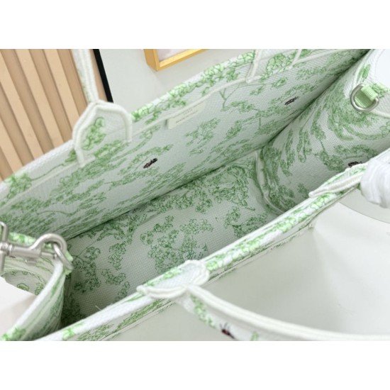 AAA Replica Dior Book Tote Bag Small/Medium/Large with Shoulder Strap Multicolored Toile de Jouy Embroidery Green 1:1 Replica Dior Book Tote Bag Small/Medium/Large with Shoulder Strap Multicolored Toile de Jouy Embroidery Green Knockoff