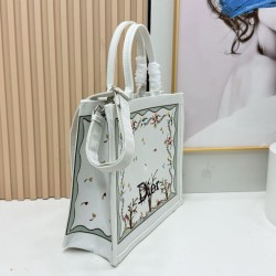1:1 Replica Dioramour Dior Book Tote bag with multicolored Revolution flowers embroidered white Knockoff