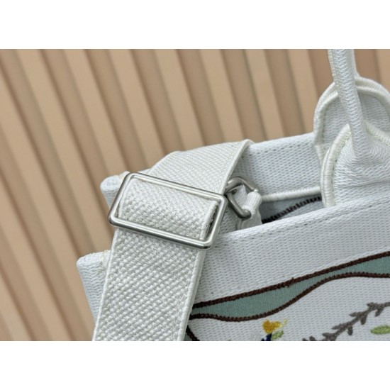 1:1 Replica Dioramour Dior Book Tote bag with multicolored Revolution flowers embroidered white Knockoff