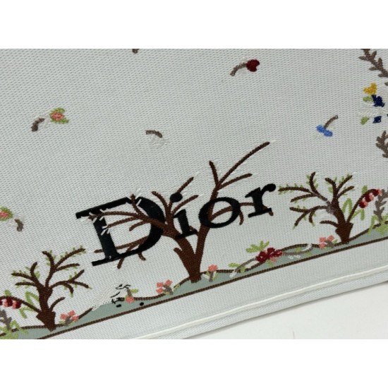 1:1 Replica Dioramour Dior Book Tote bag with multicolored Revolution flowers embroidered white Knockoff