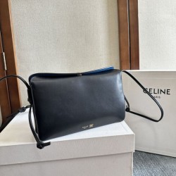 1:1 Replica Celine Trio Flap bag soft lambskin black Knockoff