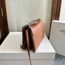1:1 Replica Celine Trio Flap bags soft lambskin brown Knockoff