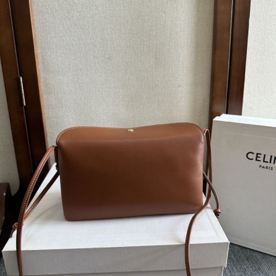 1:1 Replica Celine Trio Flap bags soft lambskin brown Knockoff