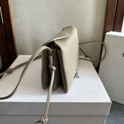 1:1 Replica Celine Trio Flap bags soft lambskin gray Knockoff