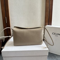 1:1 Replica Celine Trio Flap bags soft lambskin gray Knockoff