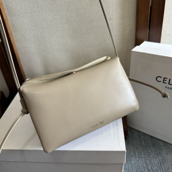 1:1 Replica Celine Trio Flap bags soft lambskin gray Knockoff