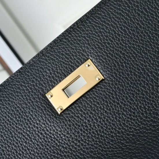 1:1 Replica Hermes Kelly Messenger shoulder bag black Knockoff
