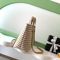 AAA Replica Chanel Deauville AS6007 tote bag brown striped canvas 1:1 Replica Chanel Deauville AS6007 tote bag brown striped canvas Knockoff