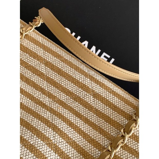 1:1 Replica Chanel Deauville AS6007 tote bag brown striped canvas Knockoff