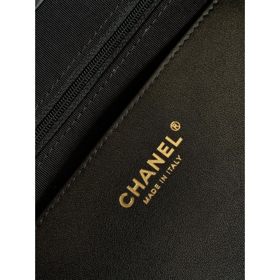 1:1 Replica Chanel Deauville AS6007 tote bag white/black striped canvas Knockoff
