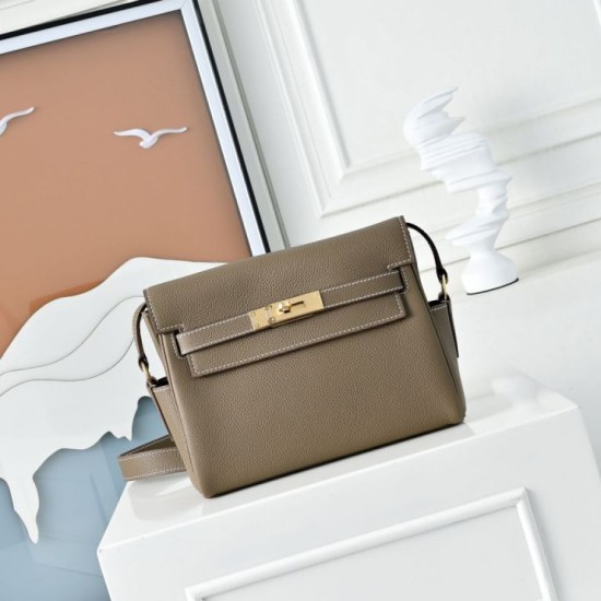 1:1 Replica Tote bag Hermès Kelly Messenger Shoulder Bag Gray Knockoff
