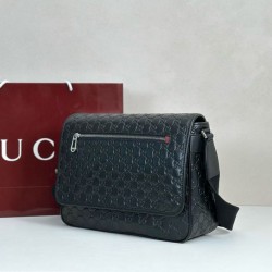1:1 Replica Gucci Medium Shoulder Bag 850235 GG Emblem Men's Black Knockoff