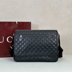 1:1 Replica Gucci Medium Shoulder Bag 850235 GG Emblem Men's Black Knockoff