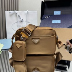 1:1 Replica Prada Re-Nylon Shoulder Bag 1BC167 Brown Knockoff
