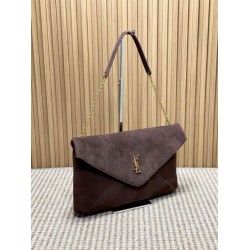 AAA Replica YSL Saint Laurent Cassandre Large Envelope Bag with Chain Brown Suede 1:1 Replica YSL Saint Laurent Cassandre Large Envelope Bag with Chain Brown Suede Knockoff