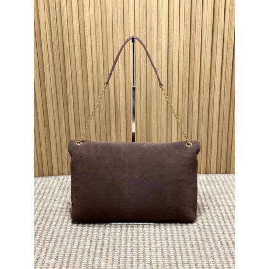 AAA Replica YSL Saint Laurent Cassandre Large Envelope Bag with Chain Brown Suede 1:1 Replica YSL Saint Laurent Cassandre Large Envelope Bag with Chain Brown Suede Knockoff