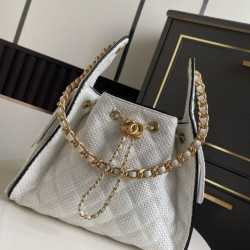 1:1 Replica Chanel 25 Mini Hobo AS5293 Woven Raffia Beige/Black Knockoff