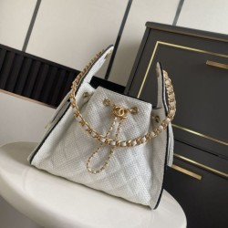 1:1 Replica Chanel 25 Mini Hobo AS5293 Woven Raffia Beige/Black Knockoff