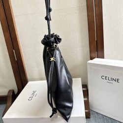 1:1 Replica Celine Crystal Small Hobo Bag Black Knockoff