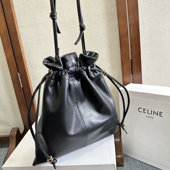 1:1 Replica Celine Crystal Small Hobo Bag Black Knockoff