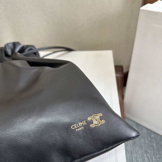 1:1 Replica Celine Crystal Small Hobo Bag Black Knockoff