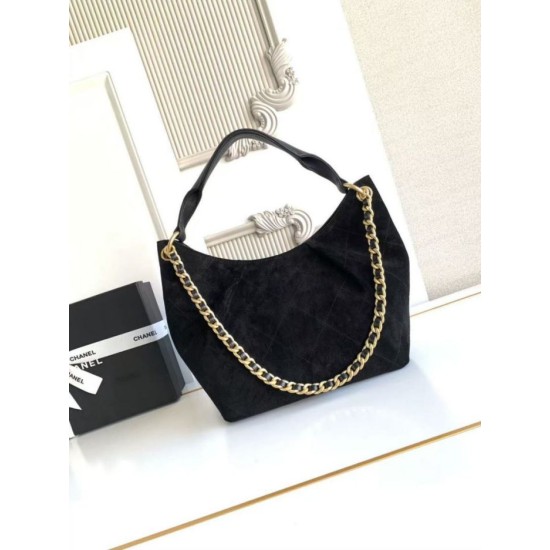 AAA Replica Chanel 26C Maxi Hobo Hippie Bag AS5970 AS5978 Black Suede 1:1 Replica Chanel 26C Maxi Hobo Hippie Bag AS5970 AS5978 Black Suede Knockoff