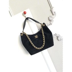 1:1 Replica Chanel 26C Maxi Hobo Hippie Bag AS5970 AS5978 Black Suede Knockoff