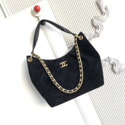 1:1 Replica Chanel 26C Maxi Hobo Hippie Bag AS5970 AS5978 Black Suede Knockoff
