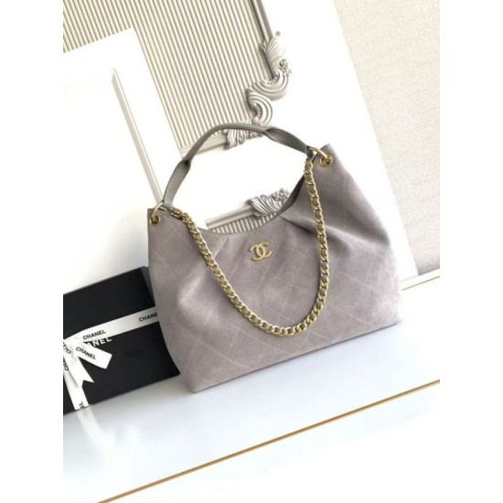 AAA Replica Chanel 26C Maxi Hobo Hippie Bag AS5970 AS5978 Gray Suede 1:1 Replica Chanel 26C Maxi Hobo Hippie Bag AS5970 AS5978 Gray Suede Knockoff