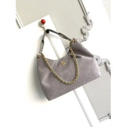 1:1 Replica Chanel 26C Maxi Hobo Hippie Bag AS5970 AS5978 Gray Suede Knockoff