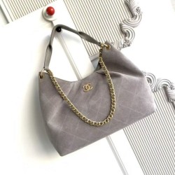 1:1 Replica Chanel 26C Maxi Hobo Hippie Bag AS5970 AS5978 Gray Suede Knockoff