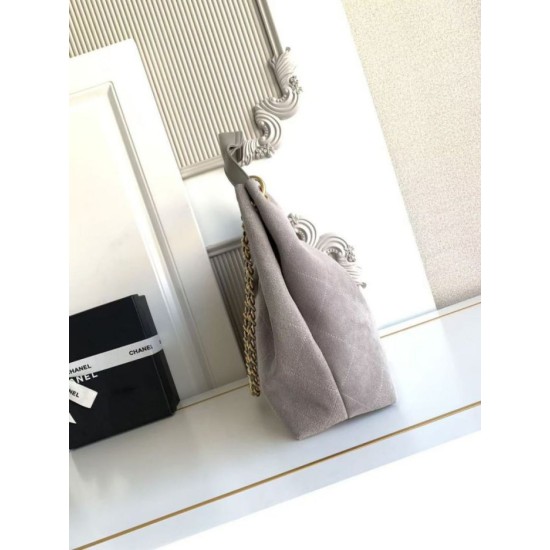 AAA Replica Chanel 26C Maxi Hobo Hippie Bag AS5970 AS5978 Gray Suede 1:1 Replica Chanel 26C Maxi Hobo Hippie Bag AS5970 AS5978 Gray Suede Knockoff