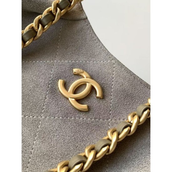 AAA Replica Chanel 26C Maxi Hobo Hippie Bag AS5970 AS5978 Gray Suede 1:1 Replica Chanel 26C Maxi Hobo Hippie Bag AS5970 AS5978 Gray Suede Knockoff