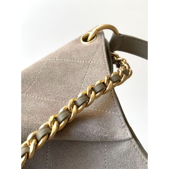 AAA Replica Chanel 26C Maxi Hobo Hippie Bag AS5970 AS5978 Gray Suede 1:1 Replica Chanel 26C Maxi Hobo Hippie Bag AS5970 AS5978 Gray Suede Knockoff