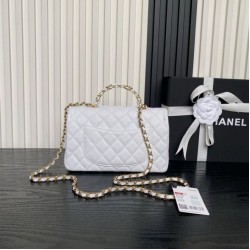 1:1 Replica Chanel Small Chain Shoulder Bag with Top Handle White AS5702 Knockoff