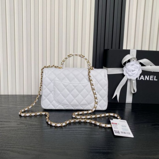 1:1 Replica Chanel Small Chain Shoulder Bag with Top Handle White AS5702 Knockoff