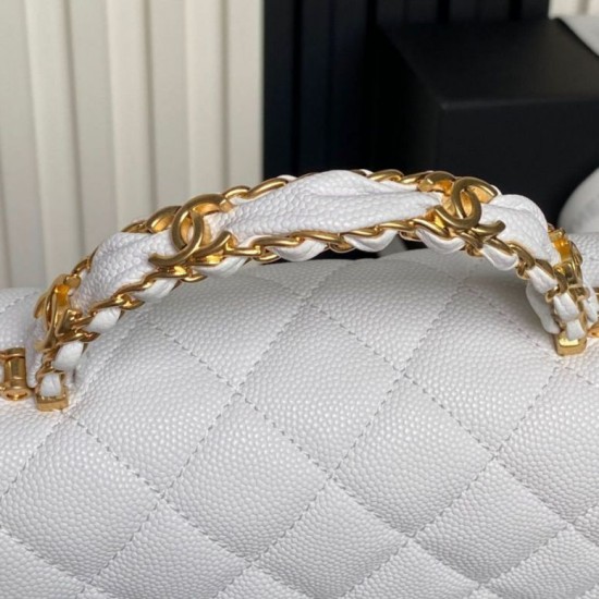 1:1 Replica Chanel Small Chain Shoulder Bag with Top Handle White AS5702 Knockoff