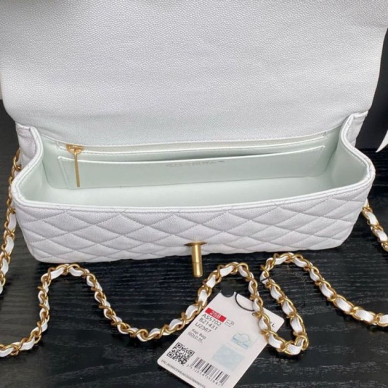 1:1 Replica Chanel Small Chain Shoulder Bag with Top Handle White AS5702 Knockoff