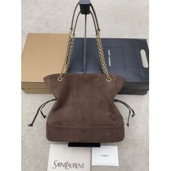1:1 Replica YSL Saint Laurent Jamie 4.3 Pochon Shopping Suede Shoulder Bag Brown Knockoff