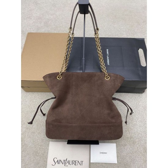 1:1 Replica YSL Saint Laurent Jamie 4.3 Pochon Shopping Suede Shoulder Bag Brown Knockoff