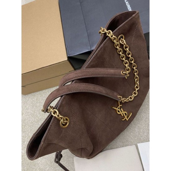 1:1 Replica YSL Saint Laurent Jamie 4.3 Pochon Shopping Suede Shoulder Bag Brown Knockoff