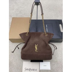 1:1 Replica YSL Saint Laurent Jamie 4.3 Pochon Shopping Suede Shoulder Bag Brown Knockoff