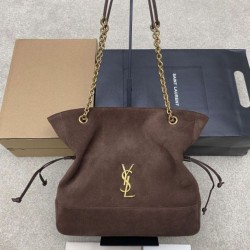 1:1 Replica YSL Saint Laurent Jamie 4.3 Pochon Shopping Suede Shoulder Bag Brown Knockoff