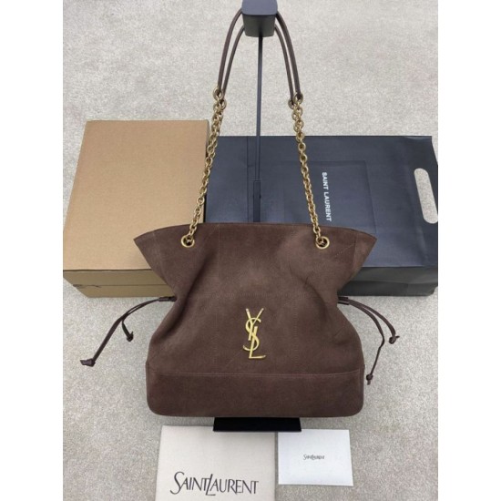 1:1 Replica YSL Saint Laurent Jamie 4.3 Pochon Shopping Suede Shoulder Bag Brown Knockoff