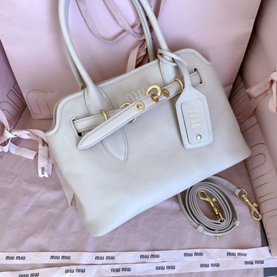 AAA Replica Miu Miu Adventure Nappa Tote Bag White 5BA292 1:1 Replica Miu Miu Adventure Nappa Tote Bag White 5BA292 Knockoff